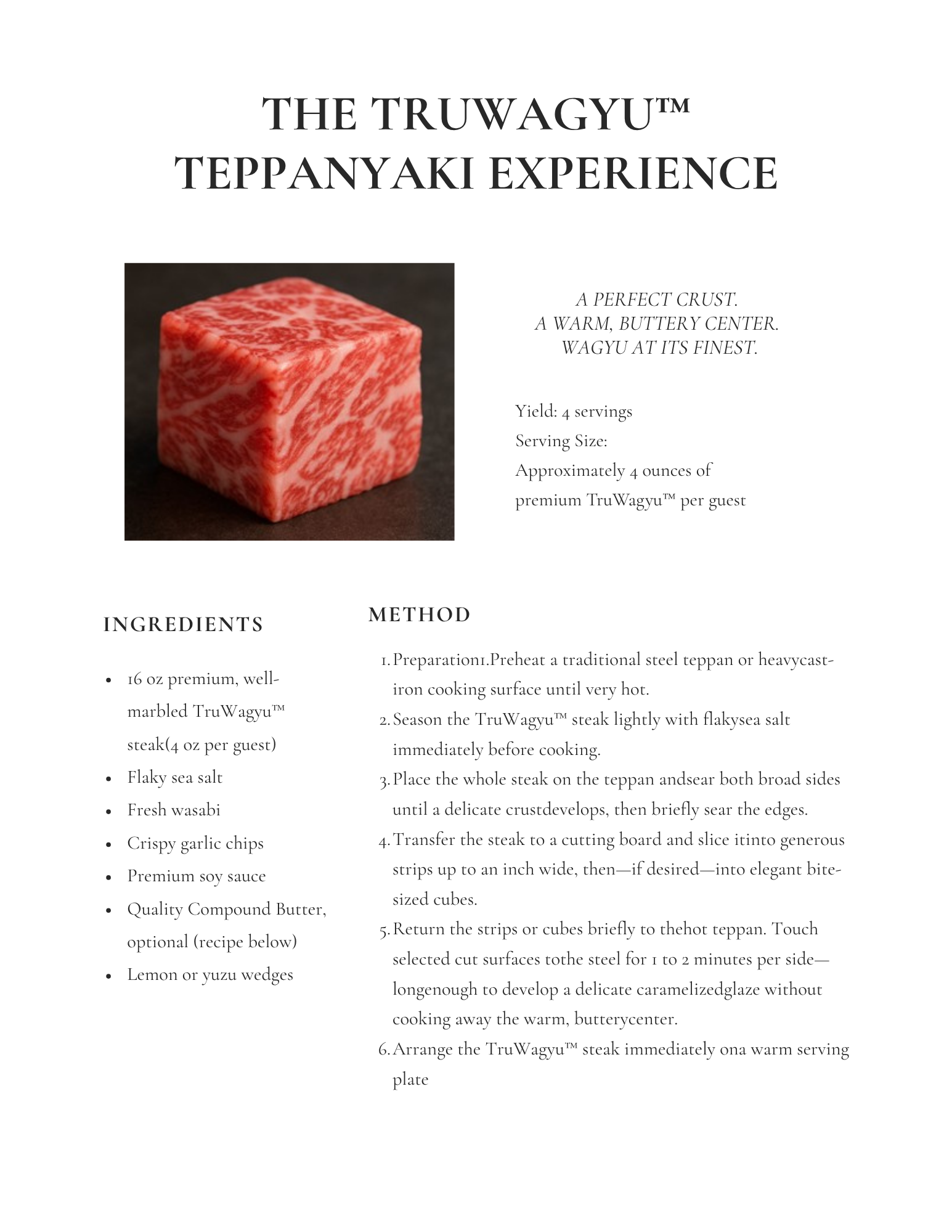 THE TRUWAGYU™ TEPPANYAKI EXPERIENCE